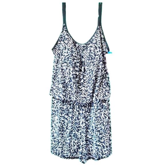 NEW Rose Marie Reid Plus Size Abstract Paint Strokes Pattern Swimsuit + Romper - Picture 1 of 16